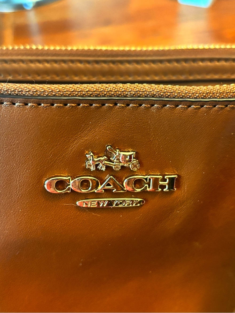 Coach Colette F33447 Saddle Leather Carryall Satchel Gold Hardware - Picture 7 of 15